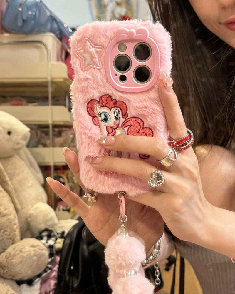 Cute My Little Pony Fuzzy Phone Case for iPhone