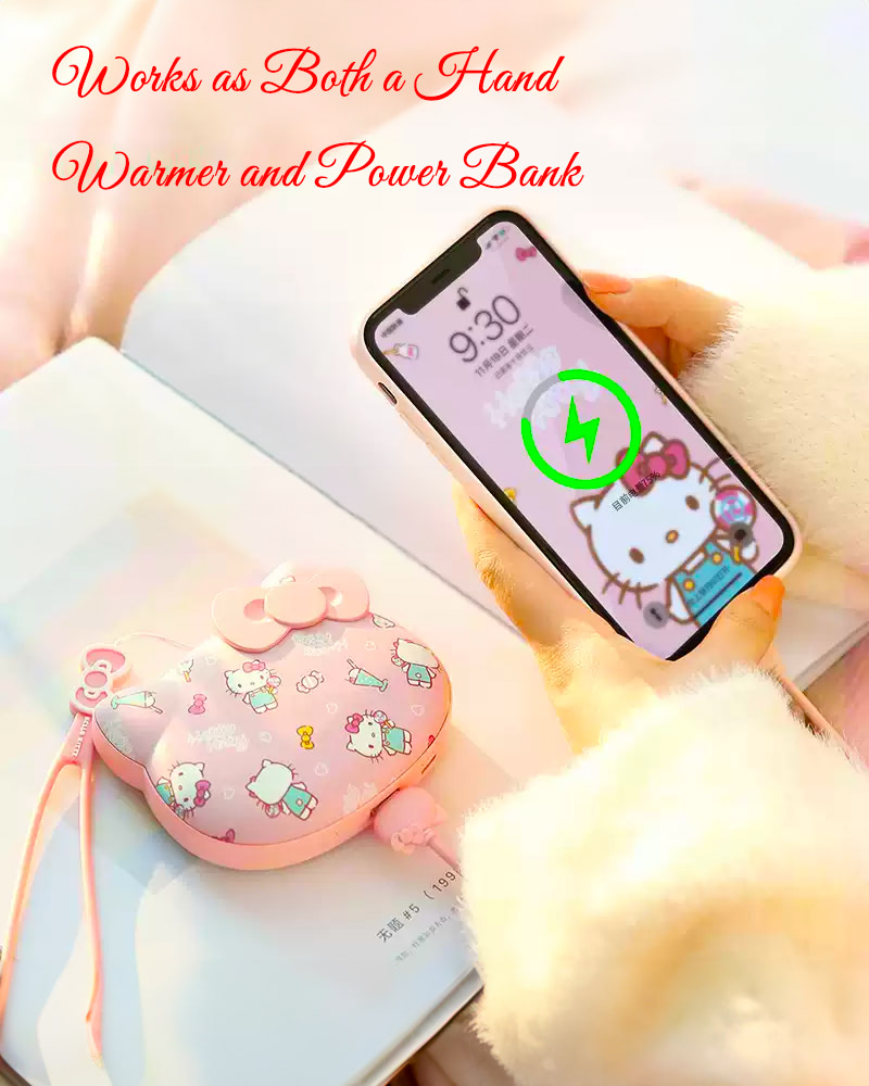 Hello Kitty Hand Warmer & Power Bank 2 in 1 10,000mAh, Cute Pink & White Design