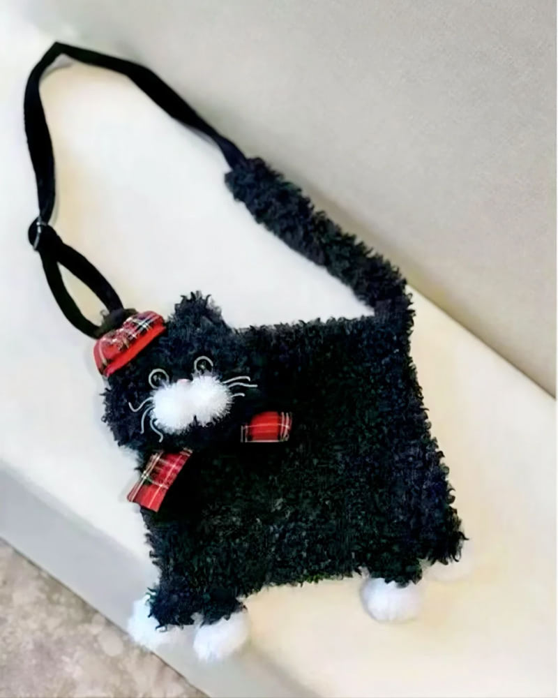 Adorable Curly Black Cat Purse for Cat Lovers