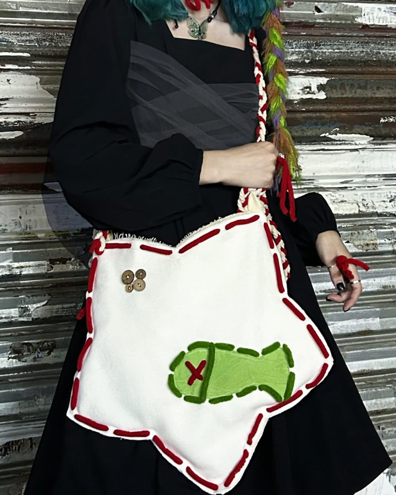 Cute Star Shaped Bag with Embroidered Fish Design