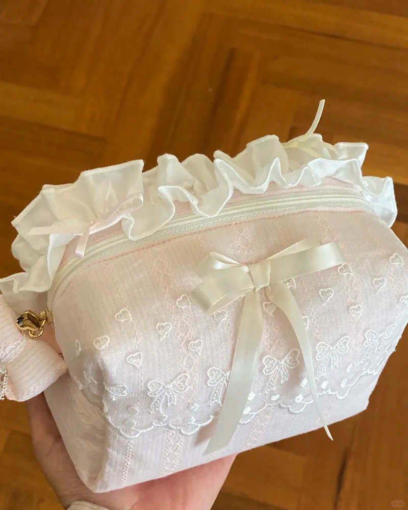 Delicate Handmade Pink Makeup Bag