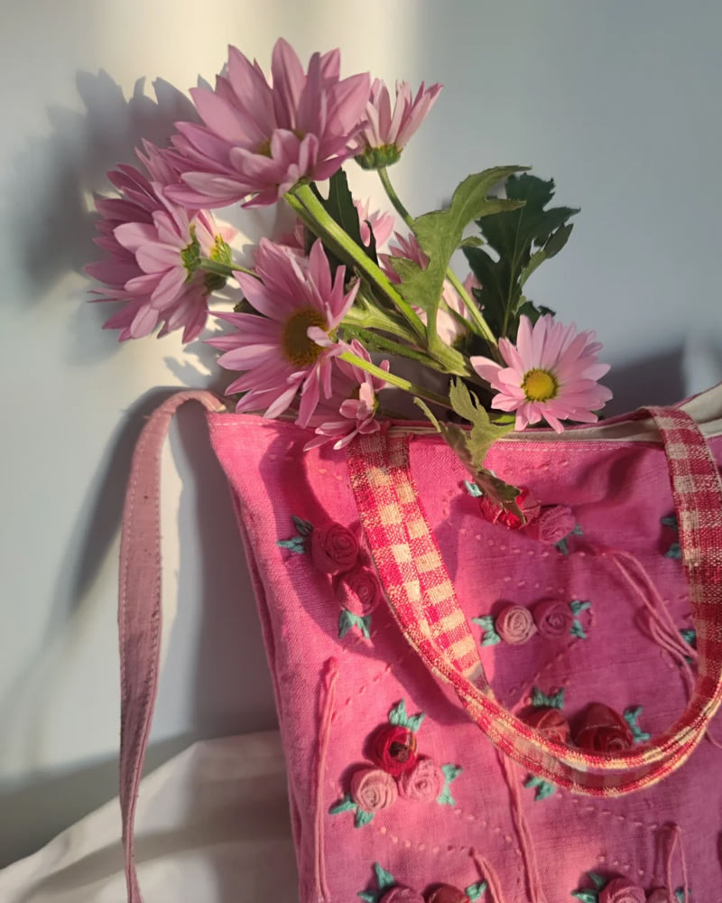 Eco friendly Burlap Bag with Handcrafted Yellow Rose – Fashionable and Unique