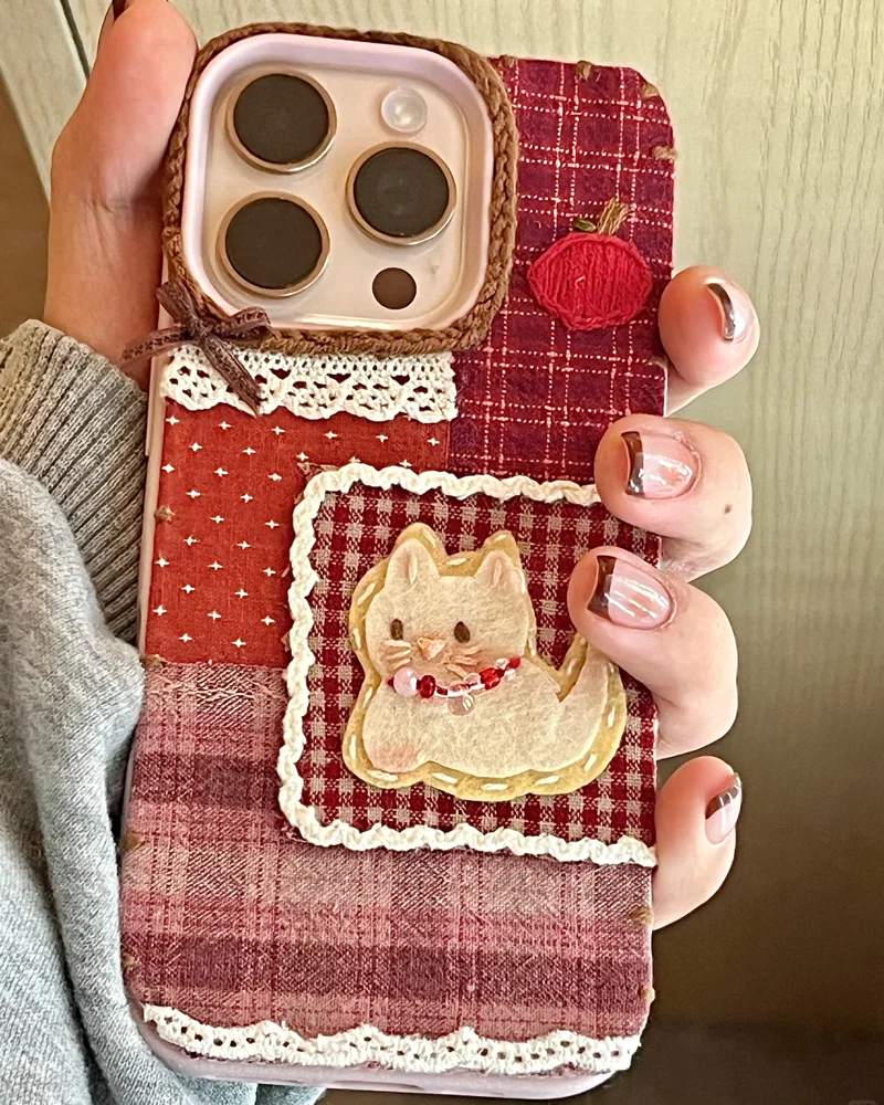 Handmade Fabric Phone Case Cute Cartoon Girl Design