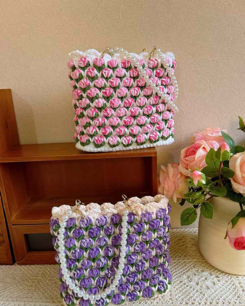 Handmade Knitted Tubular Strawberry Tote Bag A Must Have for Cute Girls