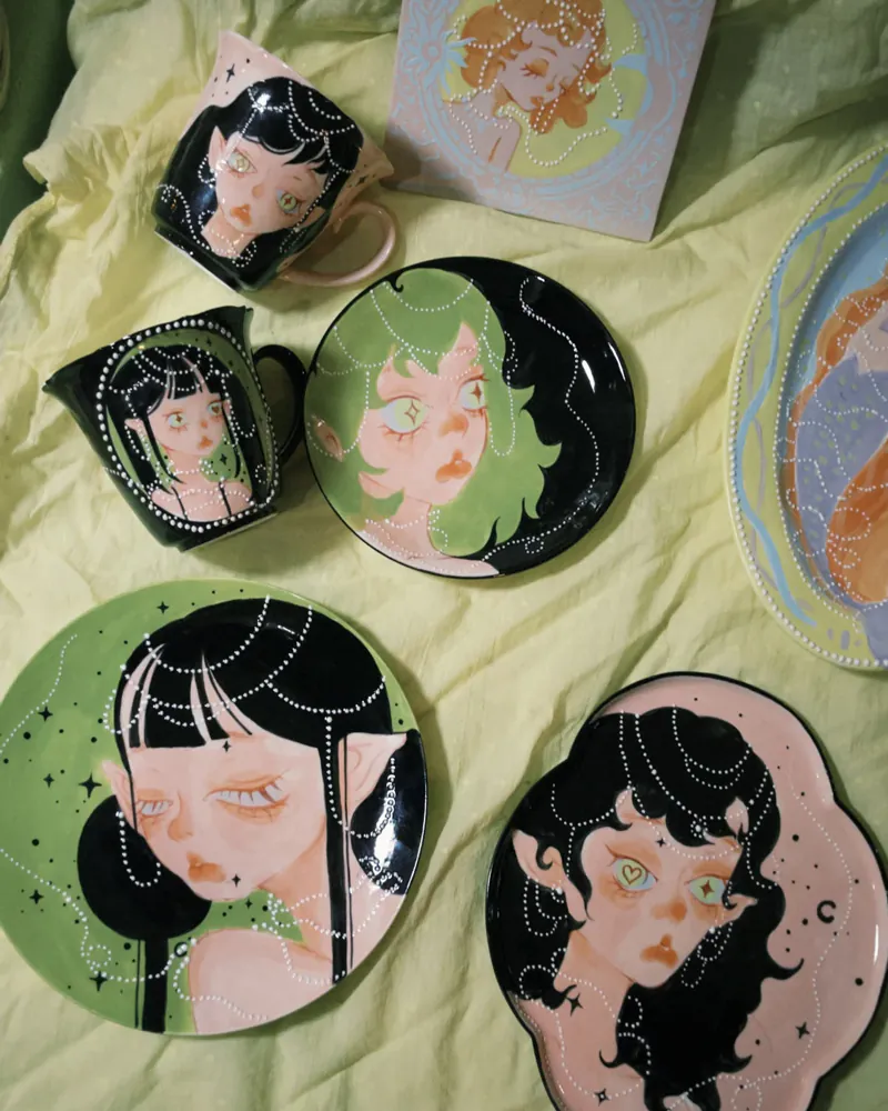 Handmade Mermaid Plates – Artistic Ceramic Set for Dining