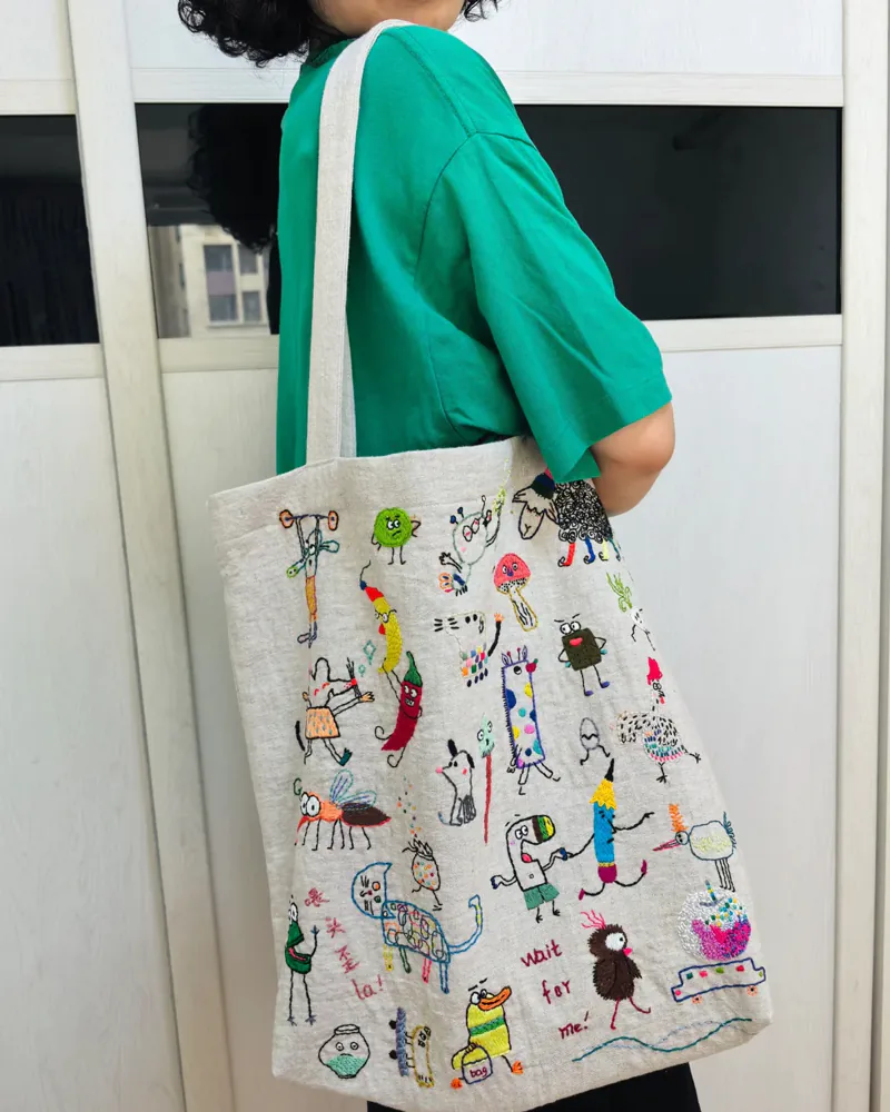 Cute Cartoon Embroidery Shoulder Bag