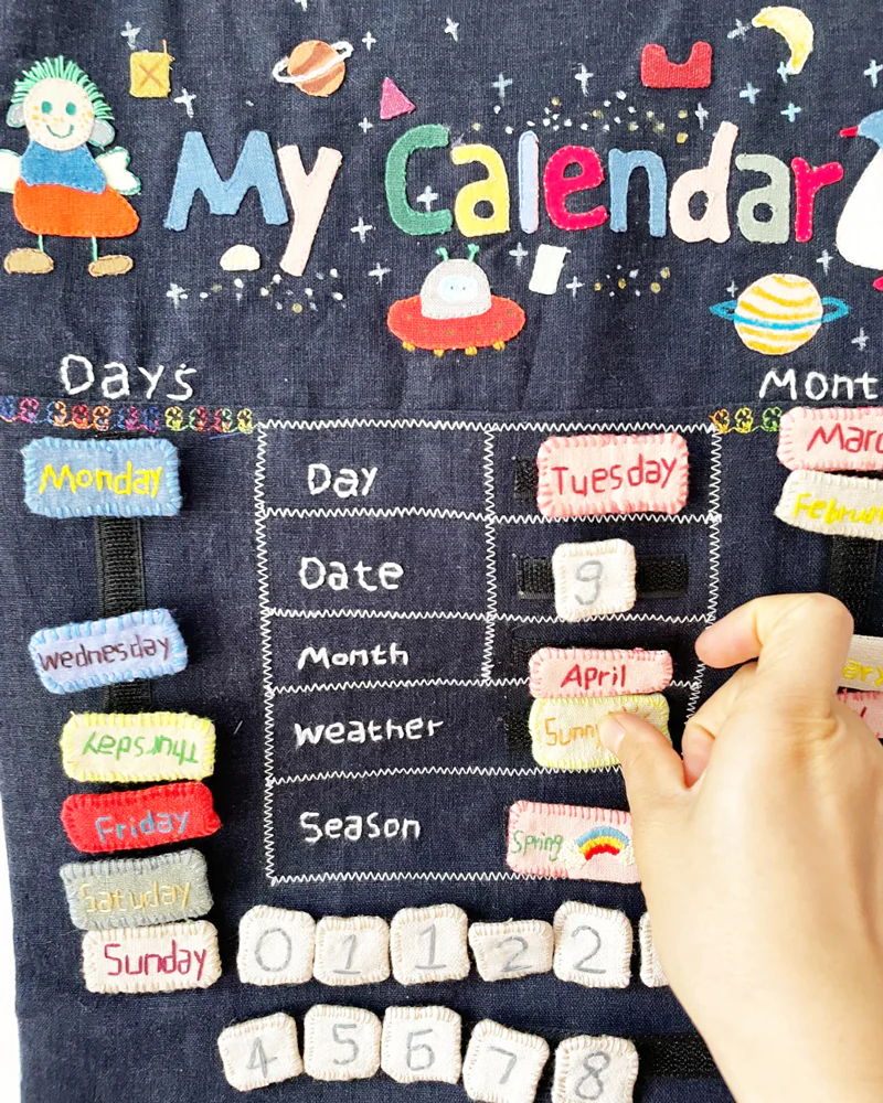 Embroidered Children's Calendar with Fabric Craft